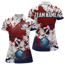 Load image into Gallery viewer, Red White Bowling Shirt for Women Bowling Jersey Shirts Polo &amp; Quarter-Zip Bowling League HNT18