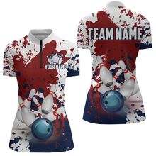Load image into Gallery viewer, Red White Bowling Shirt for Women Bowling Jersey Shirts Polo &amp; Quarter-Zip Bowling League HNT18