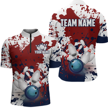 Load image into Gallery viewer, Red White Bowling Shirt for Men Bowling Jersey Shirts Polo &amp; Quarter-Zip Bowling League HNT18