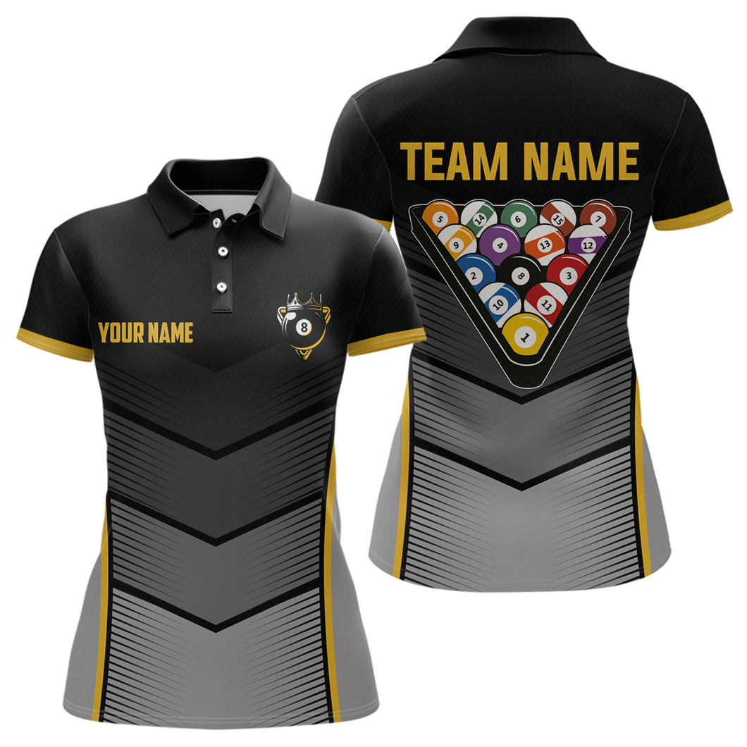Billiard Shirt Crown 8 Ball Billiard Jersey Women Performance Billiard Shirt for Women Team Polo & 1/4 Zip NNT30