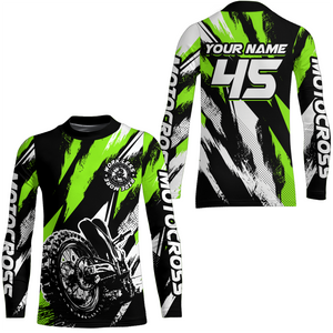 Personalized Green Motocross Racing Jersey Men Women Kid Upf30+ Dirt Bike Jersey Shirt Racing Jersey DNT03