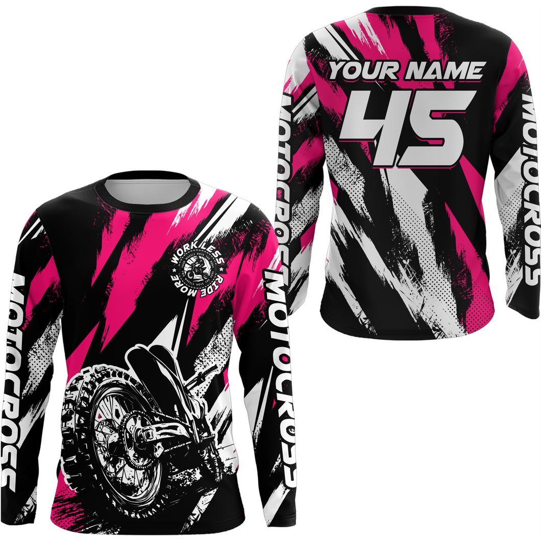 Personalized Pink Motocross Racing Jersey Men Women Kid Upf30+ Dirt Bike Jersey Shirt Racing Jersey DNT03