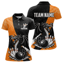 Load image into Gallery viewer, Custom Orange Dragon Bowling Women Shirts Bowling Uniform Polo &amp; 1/4 Zip Bowling Team Jerseys HNT103