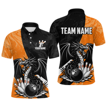 Load image into Gallery viewer, Custom Orange Dragon Bowling Men Shirts Bowling Uniform Polo &amp; 1/4 Zip Bowling Team Jerseys HNT103