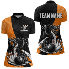 Load image into Gallery viewer, Custom Orange Dragon Bowling Women Shirts Bowling Uniform Polo &amp; 1/4 Zip Bowling Team Jerseys HNT103