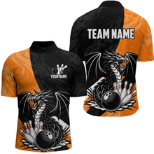 Load image into Gallery viewer, Custom Orange Dragon Bowling Men Shirts Bowling Uniform Polo &amp; 1/4 Zip Bowling Team Jerseys HNT103