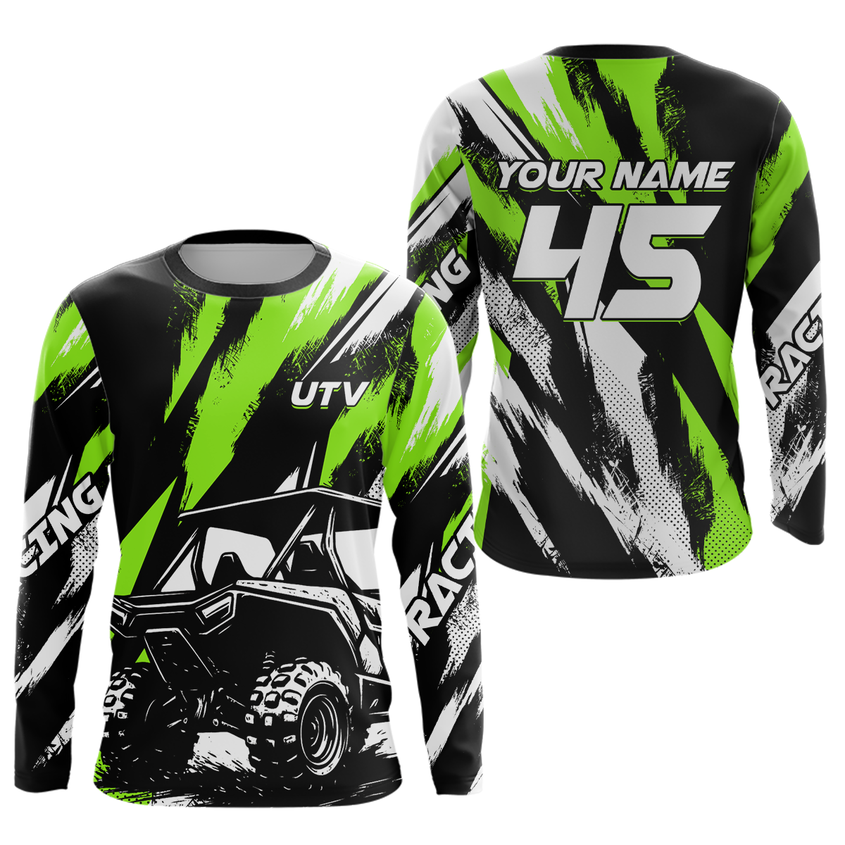 Green UTV Motocross Shirt Kid Men Women UPF30+ Off-Road UTV Racing Jersey DNT28