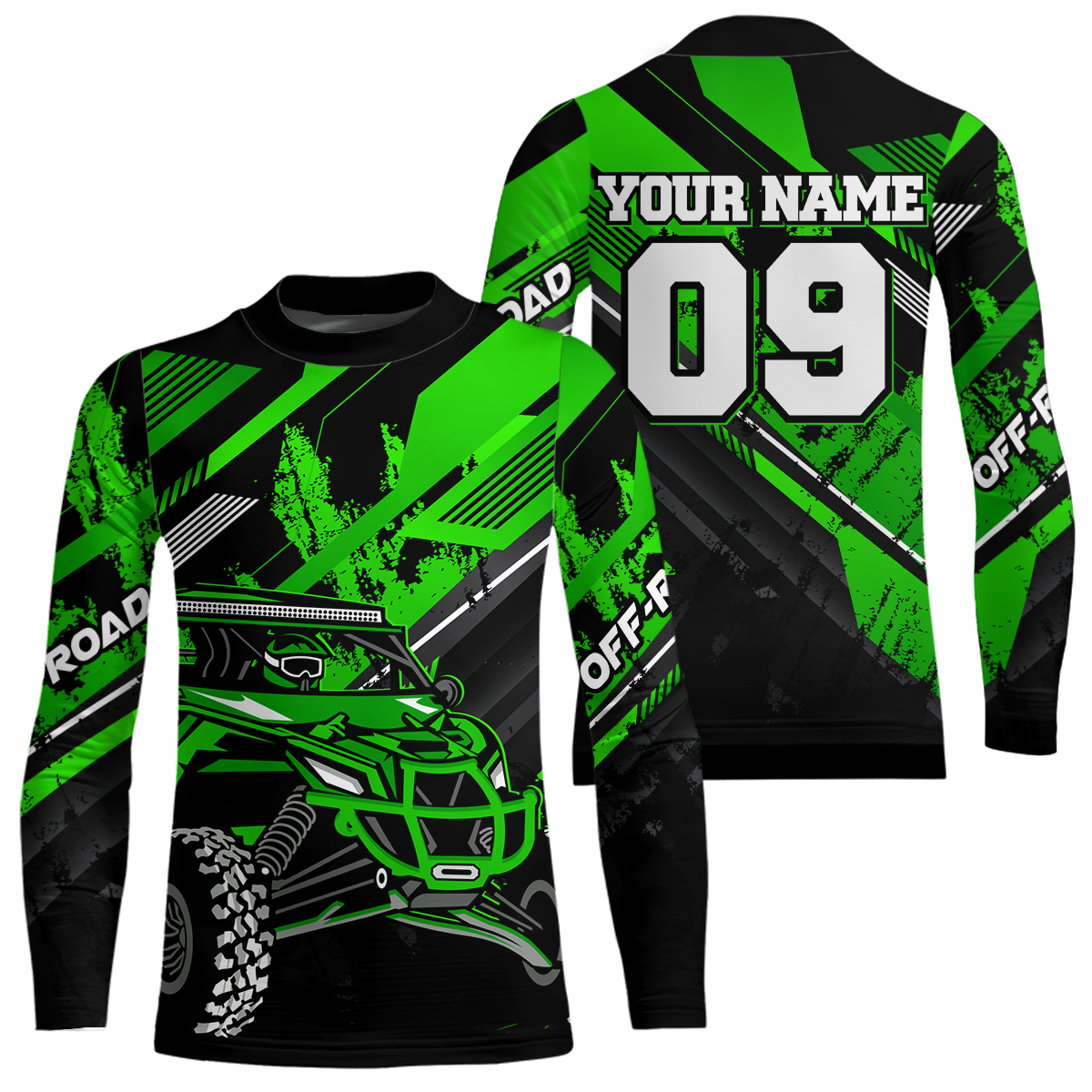 Custom Green UTV Motocross Racing Shirt Kid Men Women UTV Off-Road Shirts UPF30+ DNT25