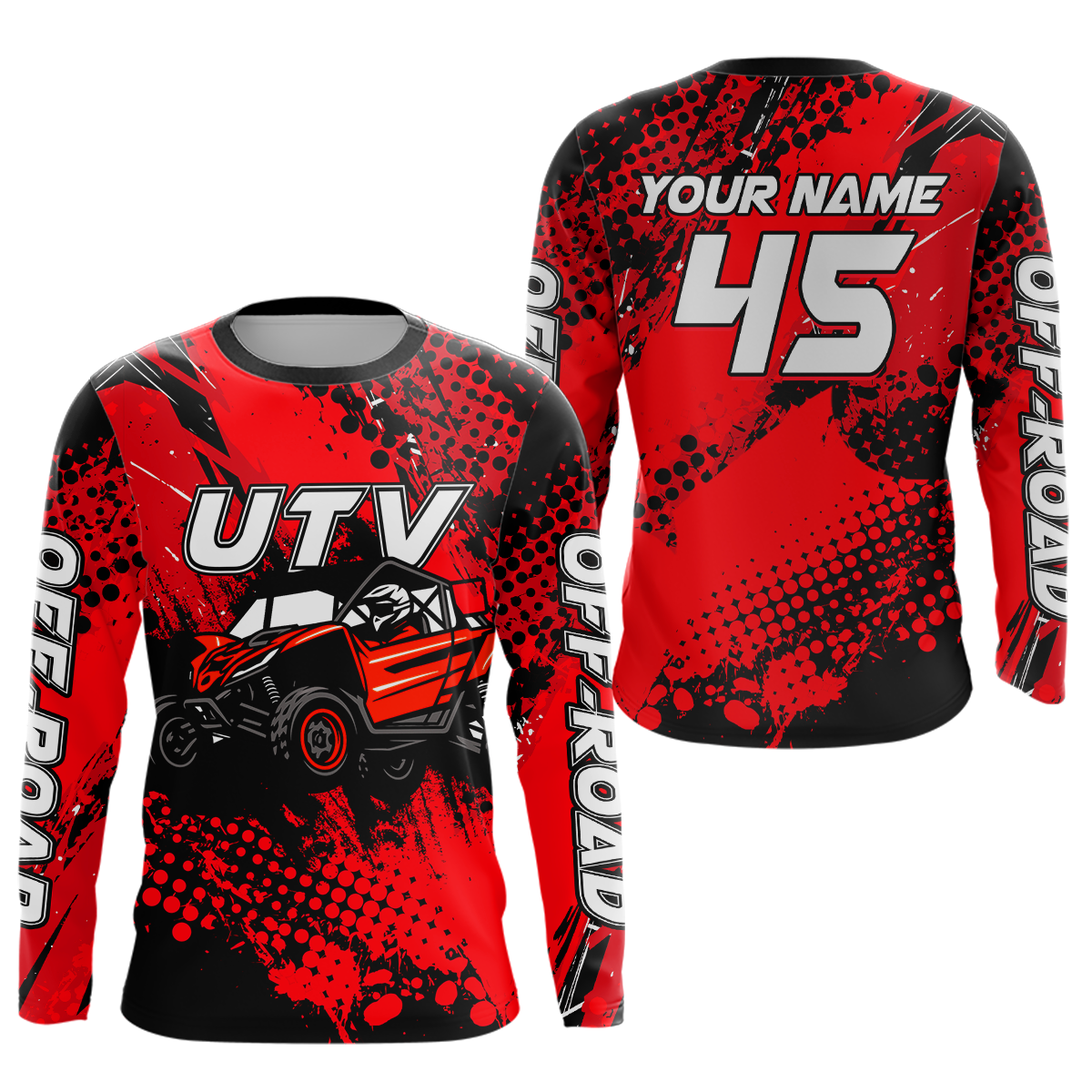 Red UTV Motocross Shirt Kid Men Women UPF30+ Custom Off-Road UTV Racing Jersey DNT30