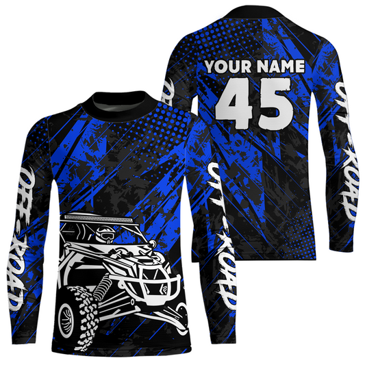Custom Blue UTV Off-Road Shirts UTV Motocross Racing Shirt Kid Men Women UPF30+ DNT26
