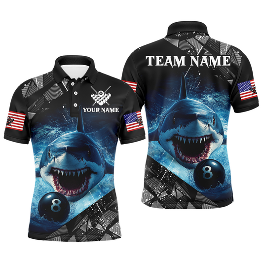 Funny Blue Shark Ball Pool Billiard for Men Billiard Shirts Polo & 1/4 Zip Shirt Team NNT18