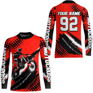 Personalized Red Racing Jersey Motocross for Men Women Kid Upf30+ Youth Off-Road Racing Jersey DNT02