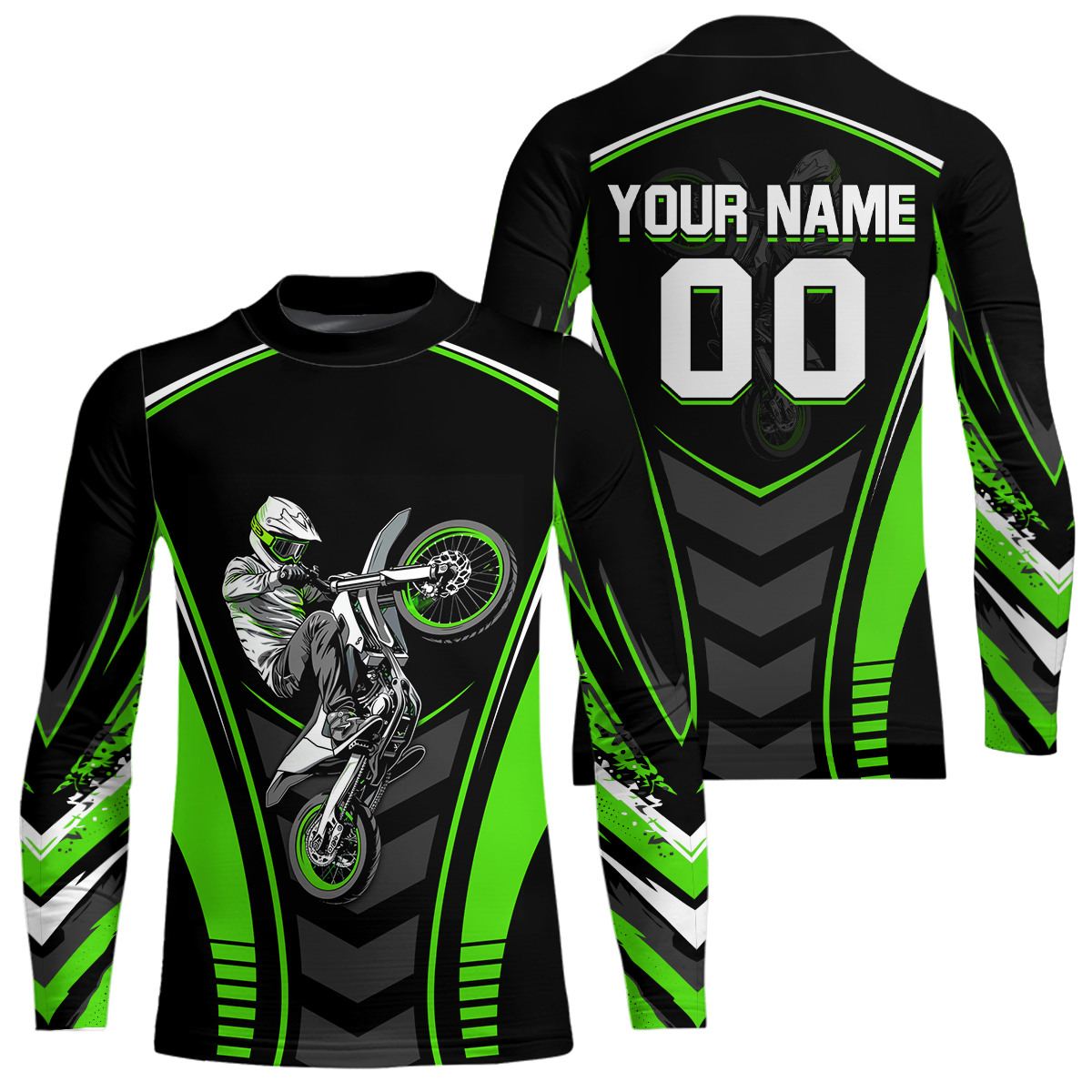 Green Youth Dirt Bike Jersey MX Off-Road Motocross Shirt Racing Shirt Kid Men Women DNT55