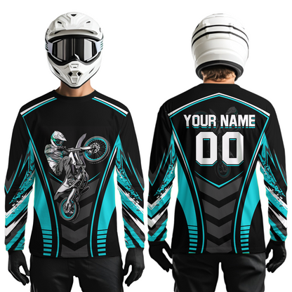 Turquoise Youth Dirt Bike Jersey MX Off-Road Motocross Shirt Racing Shirt Kid Men Women DNT55
