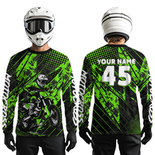 Load image into Gallery viewer, Green Youth Motocross Shirts Custom Dirt Bike Racing Jersey for Kid Men Women UPF30+ DNT19