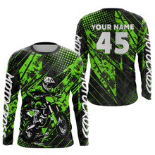 Load image into Gallery viewer, Green Youth Motocross Shirts Custom Dirt Bike Racing Jersey for Kid Men Women UPF30+ DNT19