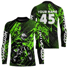 Load image into Gallery viewer, Green Youth Motocross Shirts Custom Dirt Bike Racing Jersey for Kid Men Women UPF30+ DNT19
