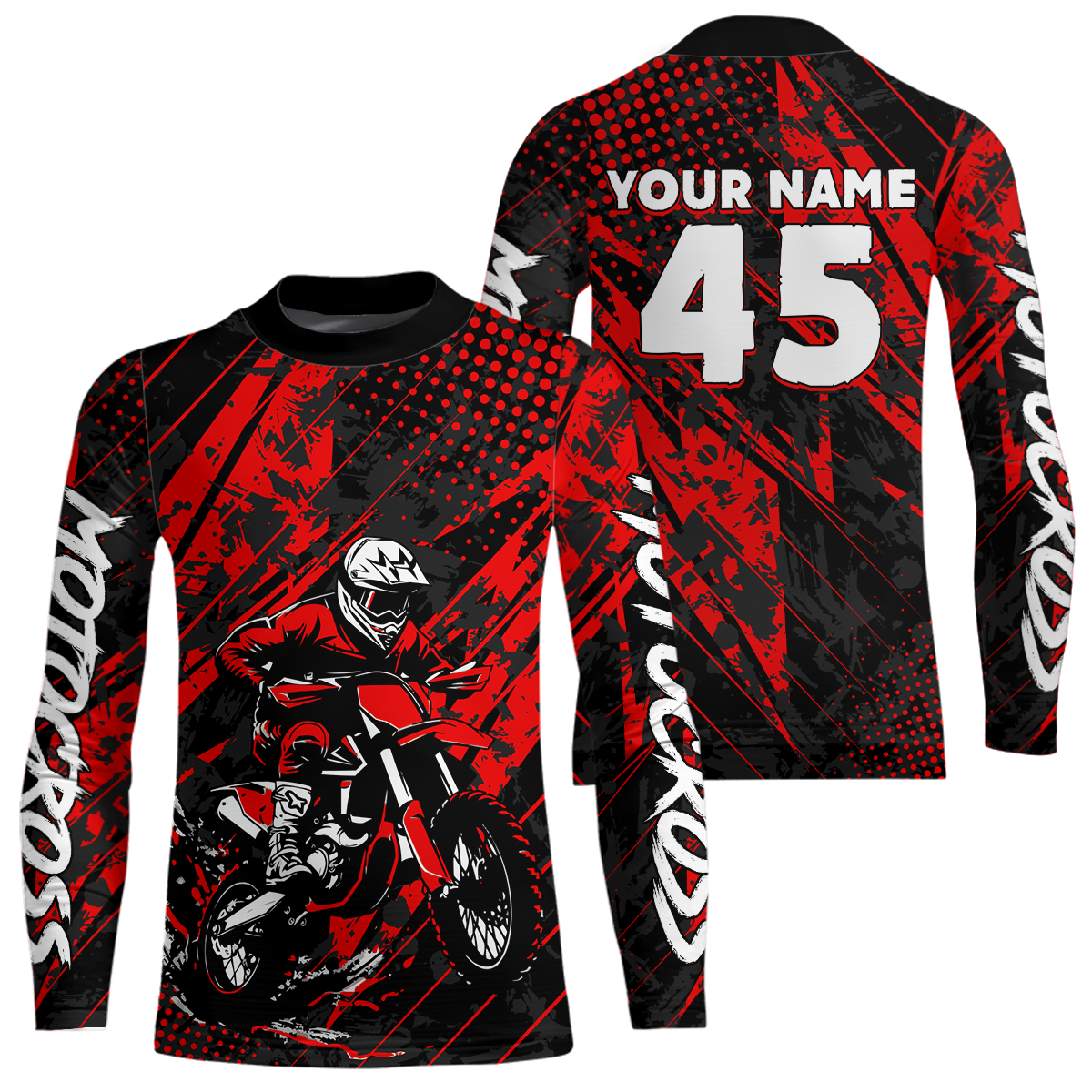 Red Youth Motocross Shirts Custom Dirt Bike Racing Jersey for Kid Men Women UPF30+ DNT19