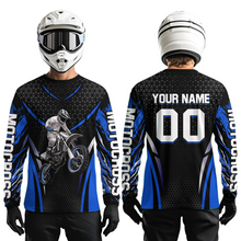 Load image into Gallery viewer, Blue Motocross Jersey UPF30+ Youth Motorcycle Shirt Dirt Bike Jersey Kid Men Women DNT53