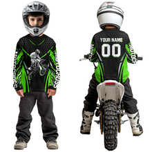Load image into Gallery viewer, Green Motocross Jersey UPF30+ Youth Motorcycle Shirt Dirt Bike Jersey Kid Men Women DNT53