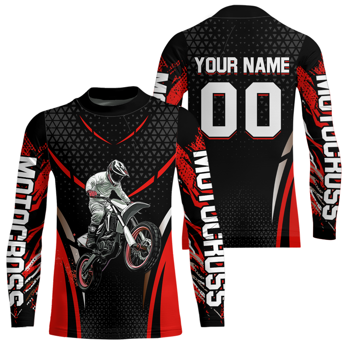 Red Motocross Jersey UPF30+ Youth Motorcycle Shirt Dirt Bike Jersey Kid Men Women DNT53