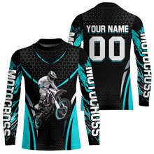 Load image into Gallery viewer, Turquoise Motocross Jersey UPF30+ Youth Motorcycle Shirt Dirt Bike Jersey Kid Men Women DNT53