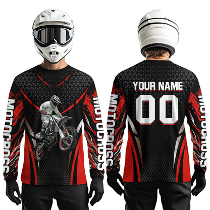 Red Motocross Jersey UPF30+ Youth Motorcycle Shirt Dirt Bike Jersey Kid Men Women DNT53