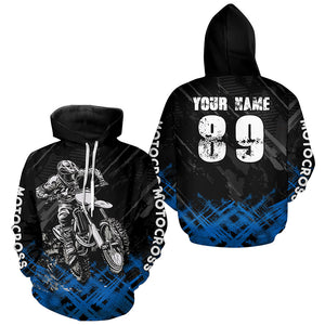 Adult&Kid Blue Custom Dirt Bike Jersey Motocross Jersey Upf30+ Motocross Shirt| CTP87