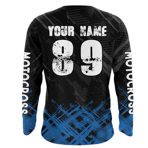 Adult&Kid Blue Custom Dirt Bike Jersey Motocross Jersey Upf30+ Motocross Shirt| CTP87
