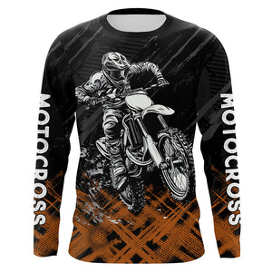 Adult&Kid Orange Custom Dirt Bike Jersey Motocross Jersey Upf30+ Motocross Shirt| CTP87