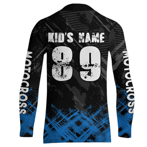 Adult&Kid Blue Custom Dirt Bike Jersey Motocross Jersey Upf30+ Motocross Shirt| CTP87