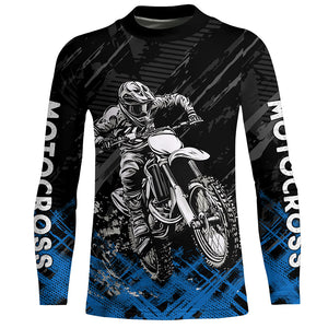 Adult&Kid Blue Custom Dirt Bike Jersey Motocross Jersey Upf30+ Motocross Shirt| CTP87