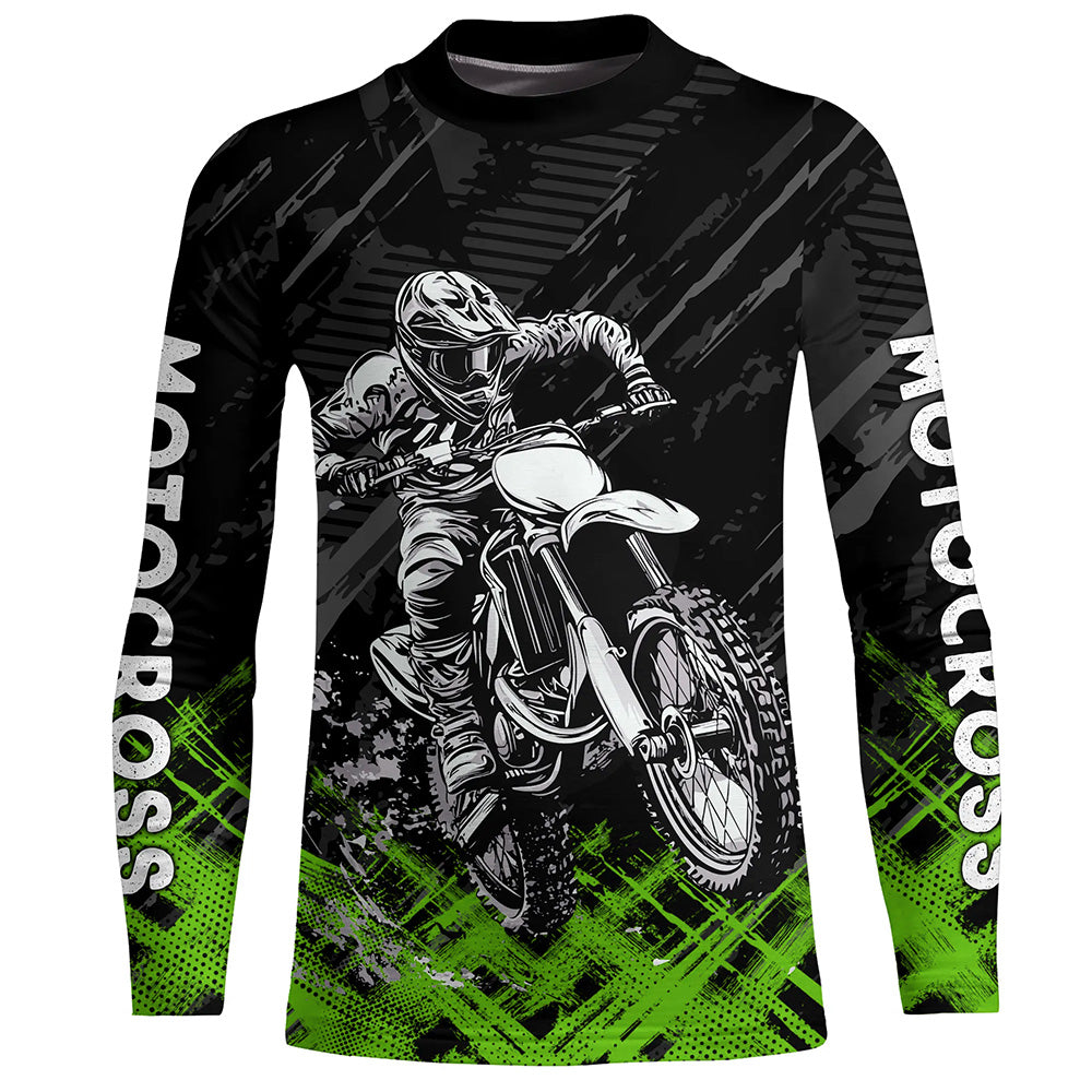 Adult&Kid Green Custom Dirt Bike Jersey Motocross Jersey Upf30+ Motocross Shirt| CTP87