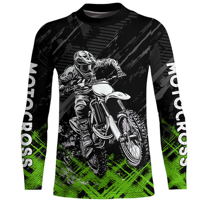 Adult&Kid Green Custom Dirt Bike Jersey Motocross Jersey Upf30+ Motocross Shirt| CTP87