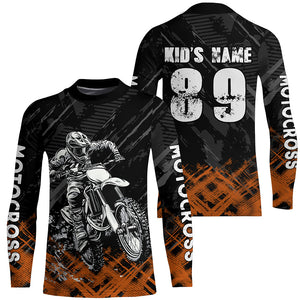 Adult&Kid Orange Custom Dirt Bike Jersey Motocross Jersey Upf30+ Motocross Shirt| CTP87