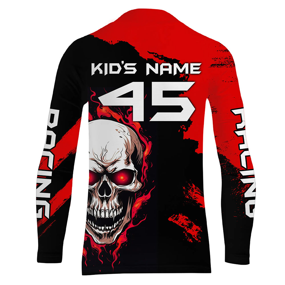 Motocross Jersey Upf30+ Custom Dirt Bike Jersey Mens Women Skull Off-Road Jersey Adult&Kid| CTP51