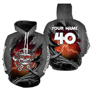 Adult&Kid Orange Skull Custom Dirt Bike Jersey Motocross Jersey Upf30+ Motocross Shirt| CTP86