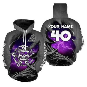 Adult&Kid Purple Skull Custom Dirt Bike Jersey Motocross Jersey Upf30+ Motocross Shirt| CTP86