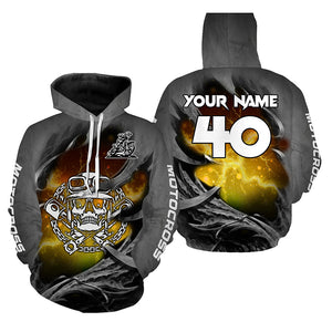Adult&Kid Yellow Skull Custom Dirt Bike Jersey Motocross Jersey Upf30+ Motocross Shirt| CTP86