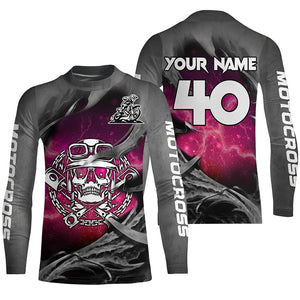 Adult&Kid Pink Skull Custom Dirt Bike Jersey Motocross Jersey Upf30+ Motocross Shirt| CTP86