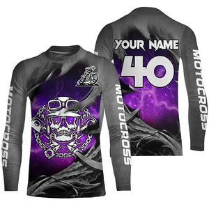 Adult&Kid Purple Skull Custom Dirt Bike Jersey Motocross Jersey Upf30+ Motocross Shirt| CTP86