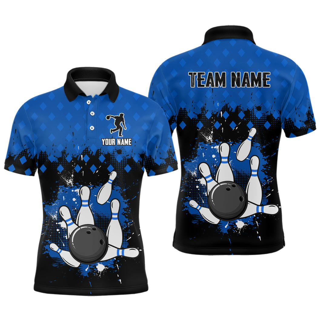 Blue Bowling Jersey Men And Women Custom Bowling Shirts Unisex Polo Bowling Team Shirt CP06