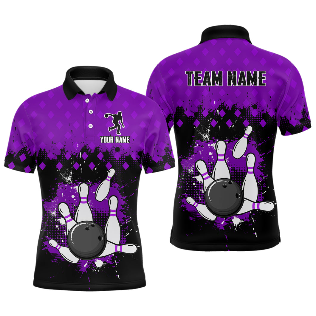 Purple Bowling Jersey Men And Women Custom Bowling Shirts Unisex Polo Bowling Team Shirt CP06