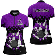 Load image into Gallery viewer, Custom Purple Bowling Jersey For Men Bowling Shirt Team Bowling Quarter-Zip Shirt CP09