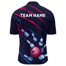 Load image into Gallery viewer, Custom Bowling 1/4 Zip Shirt Men &amp; Women Navy Bowling Team Jersey CP02