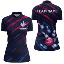 Load image into Gallery viewer, Custom Bowling 1/4 Zip Shirt Men &amp; Women Navy Bowling Team Jersey CP02