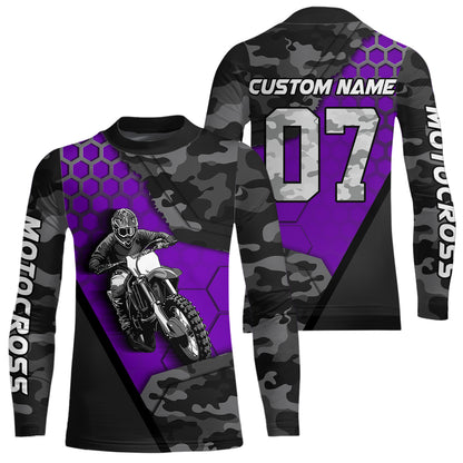 Purple Motocross Jersey Upf30+ Custom Dirt Bike Jersey Mens Women Off-Road Jersey Adult&Kid| CTP45