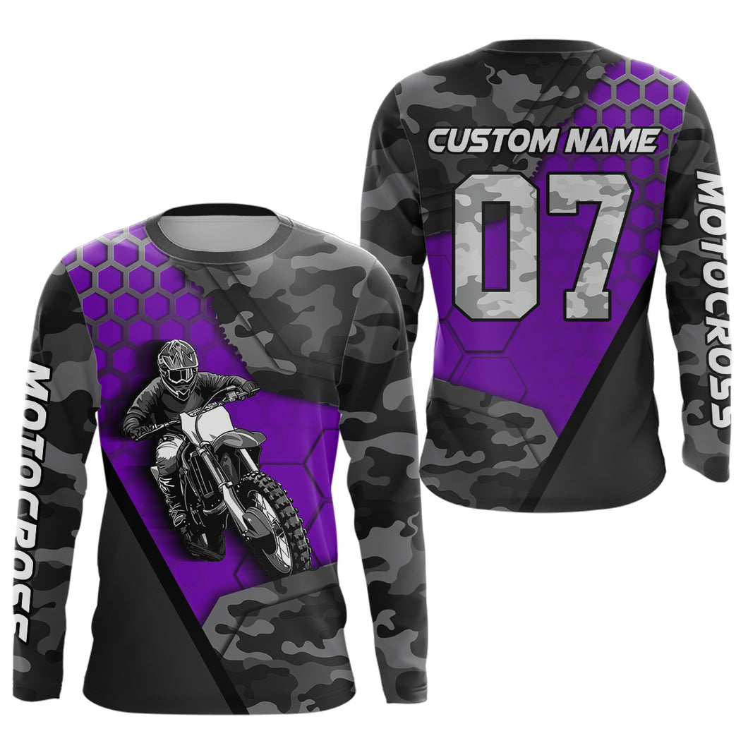 Purple Motocross Jersey Upf30+ Custom Dirt Bike Jersey Mens Women Off-Road Jersey Adult&Kid| CTP45