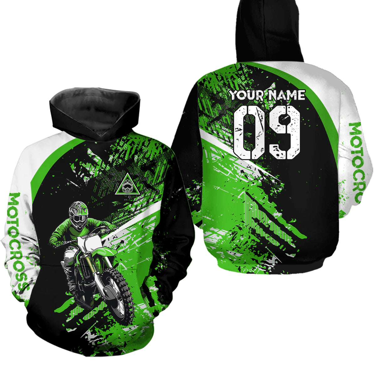 Adult&Kid Custom Motocross Jersey Green UPF30+ MX Racing Biker Off-road Dirt Bike Racewear| CTP31