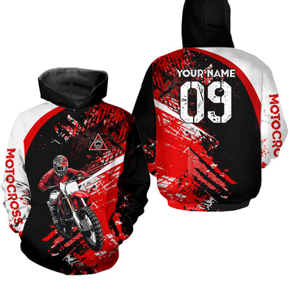 Adult&Kid Custom Motocross Jersey Red UPF30+ MX Racing Biker Off-road Dirt Bike Racewear| CTP31